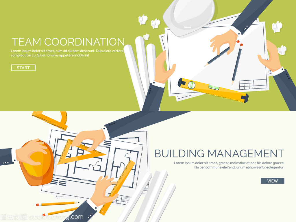 矢量圖。工程和建筑。繪圖、 施工。建筑項目。設計素描。工作區的工具。規劃、 建筑